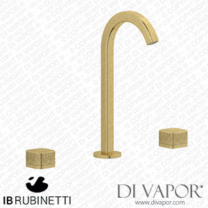 IB Rubinetti EO392ON_2 Elio Three Hole Washbasin Set Complete with Drain 60Degree Cut Spout and Coral Lever Spare Parts