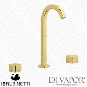 IB Rubinetti EO392OO_1 Elio Three Hole Washbasin Set Complete with Drain 60Degree Cut Spout and Plain Lever Spare Parts