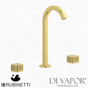 IB Rubinetti EO392OO_2 Elio Three Hole Washbasin Set Complete with Drain 60Degree Cut Spout and Coral Lever Spare Parts
