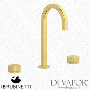 IB Rubinetti EO392OO_3 Elio Three Hole Washbasin Set Complete with Drain Full Arch Spout and Plain Lever Spare Parts