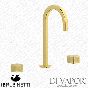 IB Rubinetti EO392OO_4 Elio Three Hole Washbasin Set Complete with Drain Full Arch Spout and Coral Lever Spare Parts