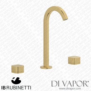 IB Rubinetti EO392OS_1 Elio Three Hole Washbasin Set Complete with Drain 60Degree Cut Spout and Plain Lever Spare Parts