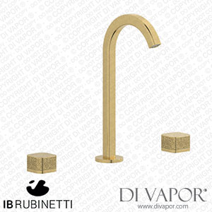 IB Rubinetti EO392OS_2 Elio Three Hole Washbasin Set Complete with Drain 60Degree Cut Spout and Coral Lever Spare Parts