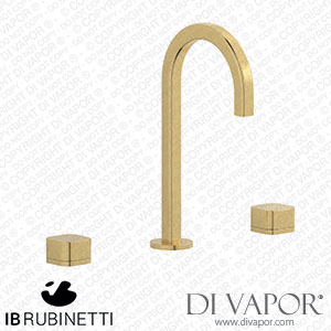 IB Rubinetti EO392OS_3 Elio Three Hole Washbasin Set Complete with Drain Full Arch Spout and Plain Lever Spare Parts