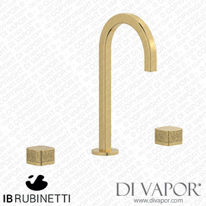 IB Rubinetti EO392OS_4 Elio Three Hole Washbasin Set Complete with Drain Full Arch Spout and Coral Lever Spare Parts