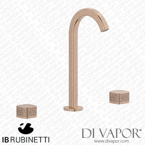 IB Rubinetti EO392SR_2 Elio Three Hole Washbasin Set Complete with Drain 60Degree Cut Spout and Coral Lever Spare Parts