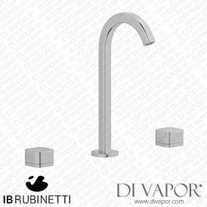 IB Rubinetti EO392SS_1 Elio Three Hole Washbasin Set Complete with Drain 60Degree Cut Spout and Plain Lever Spare Parts