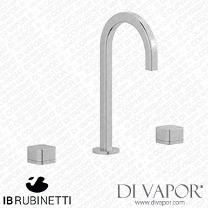 IB Rubinetti EO392SS_3 Elio Three Hole Washbasin Set Complete with Drain Full Arch Spout and Plain Lever Spare Parts