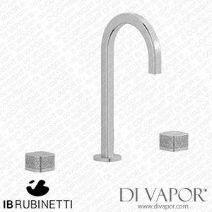 IB Rubinetti EO392SS_4 Elio Three Hole Washbasin Set Complete with Drain Full Arch Spout and Coral Lever Spare Parts