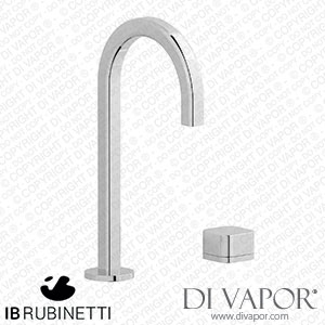IB Rubinetti EO394CC_3 Elio Washbasin Two Hole Mixer with Hydroprogressive Cartridge Complete with Drain Full Arch Spout and Plain Lever Spare Parts