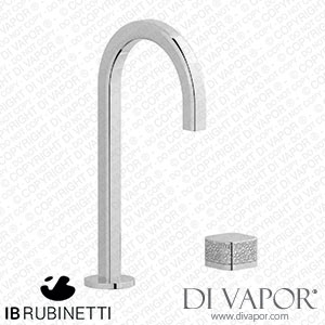 IB Rubinetti EO394CC_4 Elio Washbasin Two Hole Mixer with Hydroprogressive Cartridge Complete with Drain Full Arch Spout and Coral Lever Spare Parts