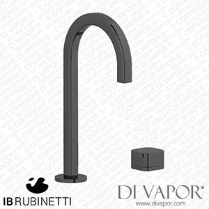 IB Rubinetti EO394CF_3 Elio Washbasin Two Hole Mixer with Hydroprogressive Cartridge Complete with Drain Full Arch Spout and Plain Lever Spare Parts