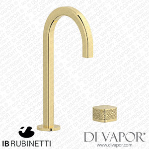 IB Rubinetti EO394II_4 Elio Washbasin Two Hole Mixer with Hydroprogressive Cartridge Complete with Drain Full Arch Spout and Coral Lever Spare Parts