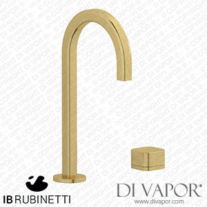 IB Rubinetti EO394ON_3 Elio Washbasin Two Hole Mixer with Hydroprogressive Cartridge Complete with Drain Full Arch Spout and Plain Lever Spare Parts