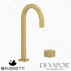 IB Rubinetti EO394ON_4 Elio Washbasin Two Hole Mixer with Hydroprogressive Cartridge Complete with Drain Full Arch Spout and Coral Lever Spare Parts
