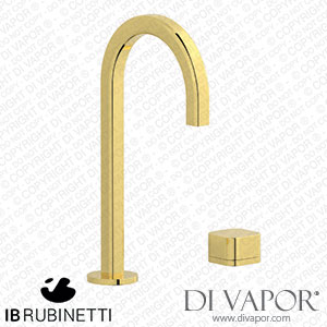 IB Rubinetti EO394OO_3 Elio Washbasin Two Hole Mixer with Hydroprogressive Cartridge Complete with Drain Full Arch Spout and Plain Lever Spare Parts