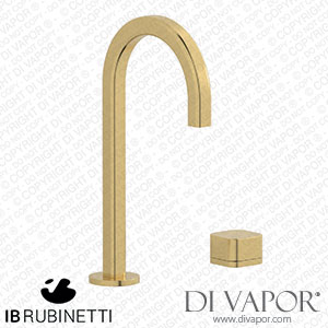 IB Rubinetti EO394OS_3 Elio Washbasin Two Hole Mixer with Hydroprogressive Cartridge Complete with Drain Full Arch Spout and Plain Lever Spare Parts