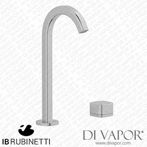 IB Rubinetti EO394SS_1 Elio Washbasin Two Hole Mixer with Hydroprogressive Cartridge Complete with Drain 60Degree Cut Spout and Plain Lever Spare Parts