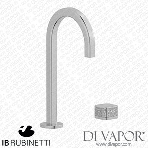 IB Rubinetti EO394SS_4 Elio Washbasin Two Hole Mixer with Hydroprogressive Cartridge Complete with Drain Full Arch Spout and Coral Lever Spare Parts