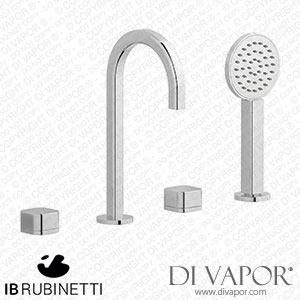 IB Rubinetti EO396CC_1 Elio Four Holes Deck Mounted Bath Filler with Hydroprogressive Cartridge Plain Handle Spare Parts