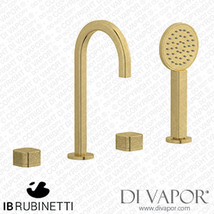 IB Rubinetti EO396ON_2 Elio Four Holes Deck Mounted Bath Filler with Hydroprogressive Cartridge Coral Handle Spare Parts