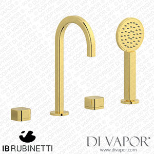 IB Rubinetti EO396OO_1 Elio Four Holes Deck Mounted Bath Filler with Hydroprogressive Cartridge Plain Handle Spare Parts