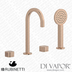 IB Rubinetti EO396SR_1 Elio Four Holes Deck Mounted Bath Filler with Hydroprogressive Cartridge Plain Handle Spare Parts