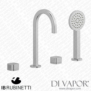IB Rubinetti EO396SS_1 Elio Four Holes Deck Mounted Bath Filler with Hydroprogressive Cartridge Plain Handle Spare Parts