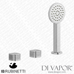 IB Rubinetti EO397CC_2 Elio Three Hole Deck Mounted Bath Filler with Hydroprogressive Cartridge Diverter Shower Kit and Connection To The Tub Filler Outlet Coral Handle Spare Parts