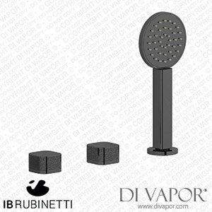 IB Rubinetti EO397CF_2 Elio Three Hole Deck Mounted Bath Filler with Hydroprogressive Cartridge Diverter Shower Kit and Connection To The Tub Filler Outlet Coral Handle Spare Parts