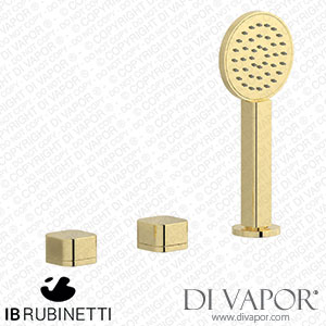 IB Rubinetti EO397II_1 Elio Three Hole Deck Mounted Bath Filler with Hydroprogressive Cartridge Diverter Shower Kit and Connection To The Tub Filler Outlet Plain Handle Spare Parts