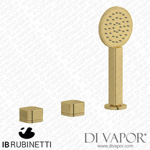 IB Rubinetti EO397ON_1 Elio Three Hole Deck Mounted Bath Filler with Hydroprogressive Cartridge Diverter Shower Kit and Connection To The Tub Filler Outlet Plain Handle Spare Parts