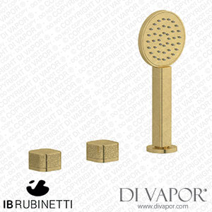 IB Rubinetti EO397ON_2 Elio Three Hole Deck Mounted Bath Filler with Hydroprogressive Cartridge Diverter Shower Kit and Connection To The Tub Filler Outlet Coral Handle Spare Parts