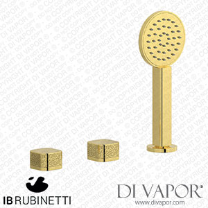 IB Rubinetti EO397OO_2 Elio Three Hole Deck Mounted Bath Filler with Hydroprogressive Cartridge Diverter Shower Kit and Connection To The Tub Filler Outlet Coral Handle Spare Parts