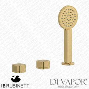 IB Rubinetti EO397OS_1 Elio Three Hole Deck Mounted Bath Filler with Hydroprogressive Cartridge Diverter Shower Kit and Connection To The Tub Filler Outlet Plain Handle Spare Parts