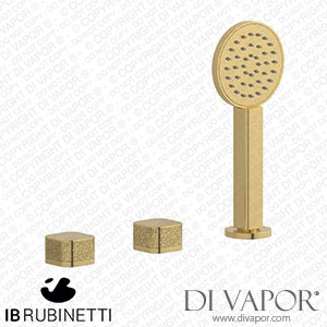 IB Rubinetti EO397OS_2 Elio Three Hole Deck Mounted Bath Filler with Hydroprogressive Cartridge Diverter Shower Kit and Connection To The Tub Filler Outlet Coral Handle Spare Parts