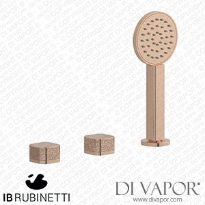 IB Rubinetti EO397SR_2 Elio Three Hole Deck Mounted Bath Filler with Hydroprogressive Cartridge Diverter Shower Kit and Connection To The Tub Filler Outlet Coral Handle Spare Parts