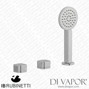 IB Rubinetti EO397SS_1 Elio Three Hole Deck Mounted Bath Filler with Hydroprogressive Cartridge Diverter Shower Kit and Connection To The Tub Filler Outlet Plain Handle Spare Parts
