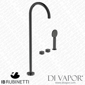 IB Rubinetti EO700CS_2 Elio Three Hole Deck Mounted Bath Filler with Hydroprogressive Cartridge Diverter Shower Kit and Free Standing Spout Coral Handle Spare Parts