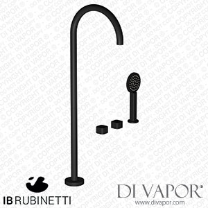 IB Rubinetti EO700NP_2 Elio Three Hole Deck Mounted Bath Filler with Hydroprogressive Cartridge Diverter Shower Kit and Free Standing Spout Coral Handle Spare Parts