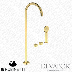 IB Rubinetti EO700ON_2 Elio Three Hole Deck Mounted Bath Filler with Hydroprogressive Cartridge Diverter Shower Kit and Free Standing Spout Coral Handle Spare Parts