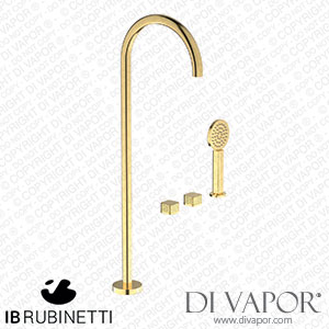 IB Rubinetti EO700OS_2 Elio Three Hole Deck Mounted Bath Filler with Hydroprogressive Cartridge Diverter Shower Kit and Free Standing Spout Coral Handle Spare Parts