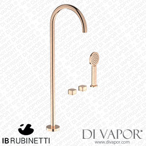 IB Rubinetti EO700SR_1 Elio Three Hole Deck Mounted Bath Filler with Hydroprogressive Cartridge Diverter Shower Kit and Free Standing Spout Plain Handle Spare Parts