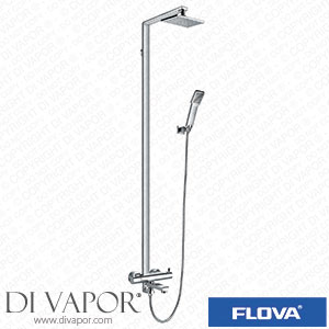 Flova ESTBSMRR Essence Thermostatic Exposed Shower Column with Hand Shower Set Over Head Shower and Diverter Bath Spout Spare Parts