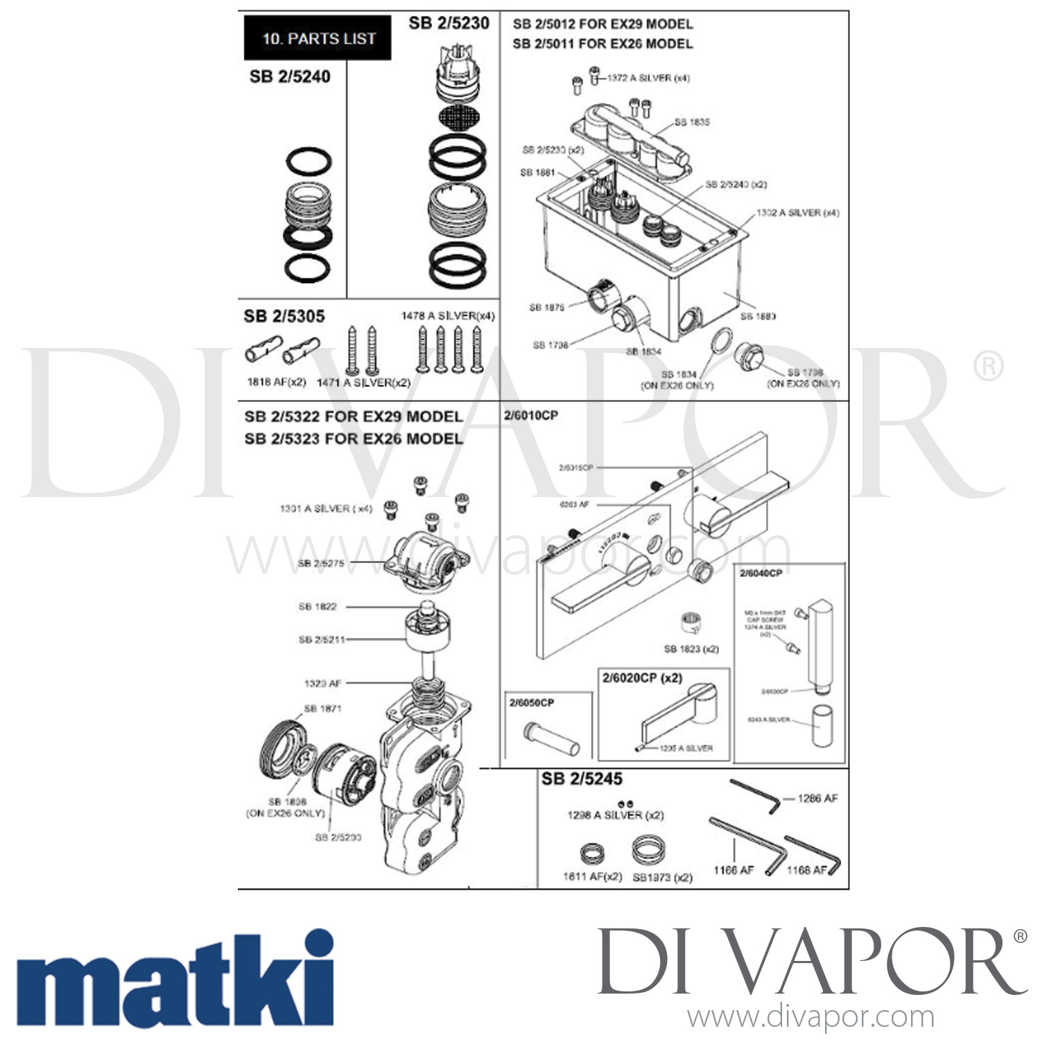 Matki EX29 Elixir Blade EX29 2 Way Concealed Shower Valve Spare Parts