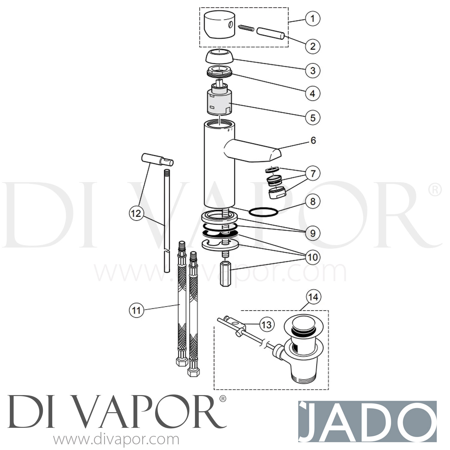 Jado F1269AA Geometry Single Lever Basin Mixer Tap Spare Parts