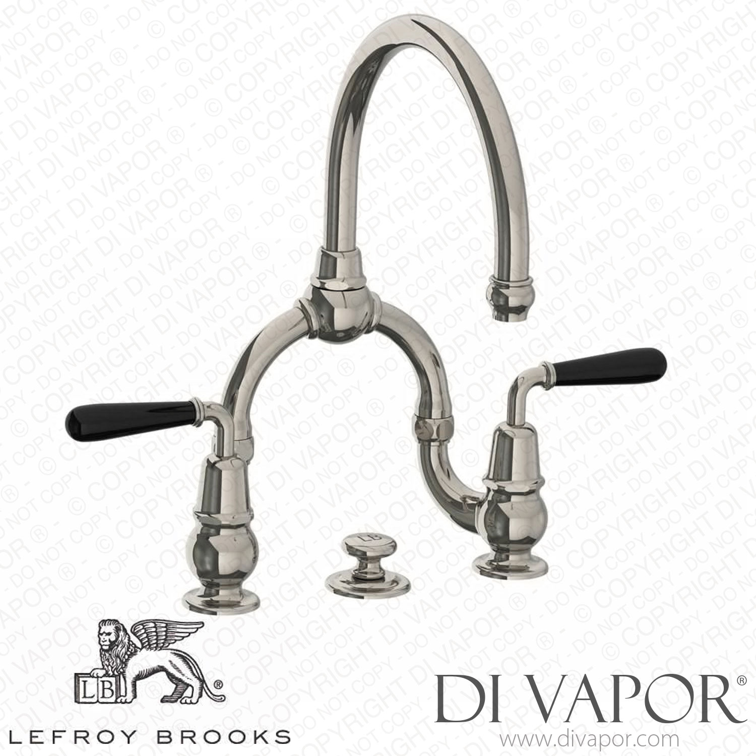 Lefroy Brooks La Chapelle Basin Bridge Mixer With Black Torpille Levers