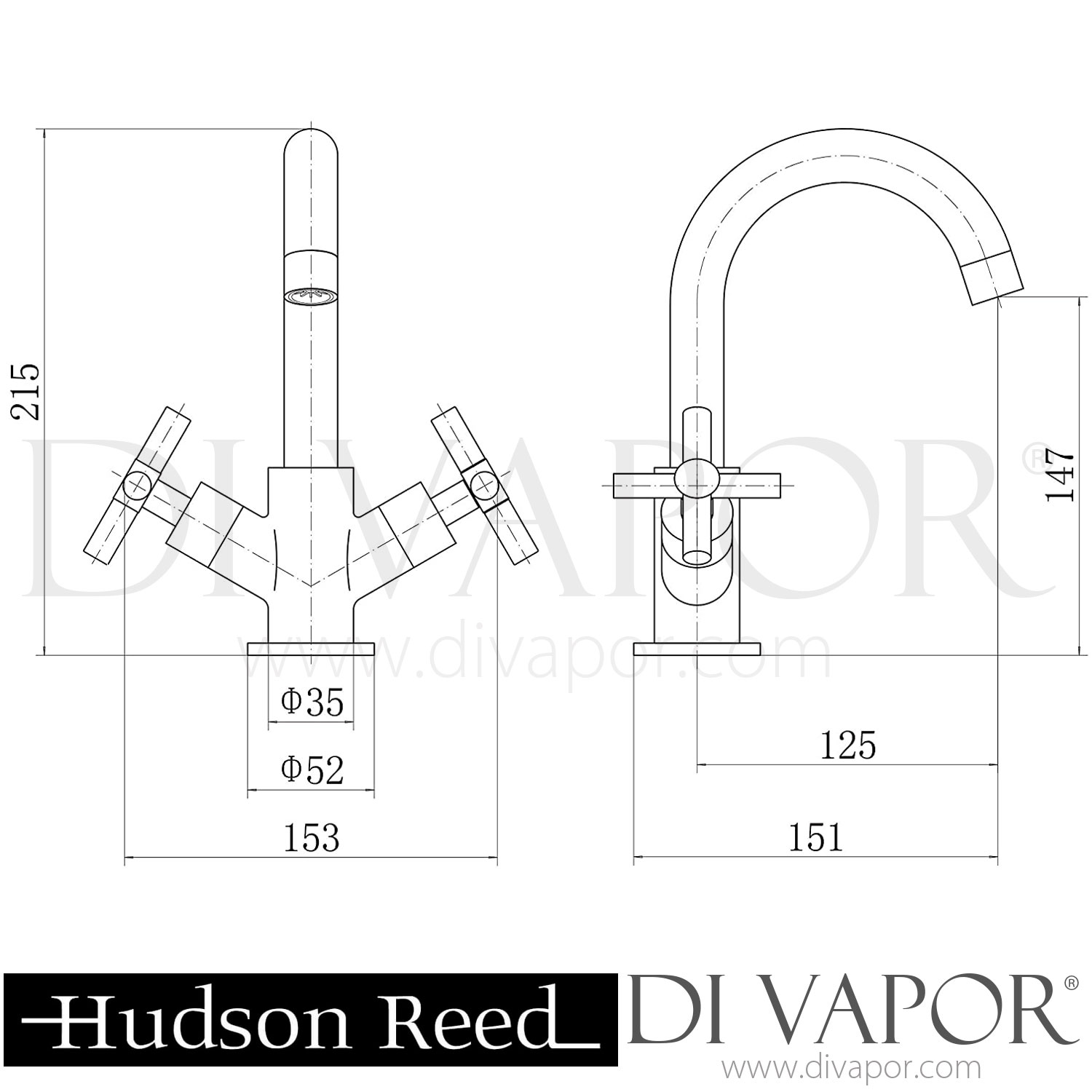 Hudson Reed / Ultra FJ305 Series 1 Mini Mono Basin Mixer With Swivel