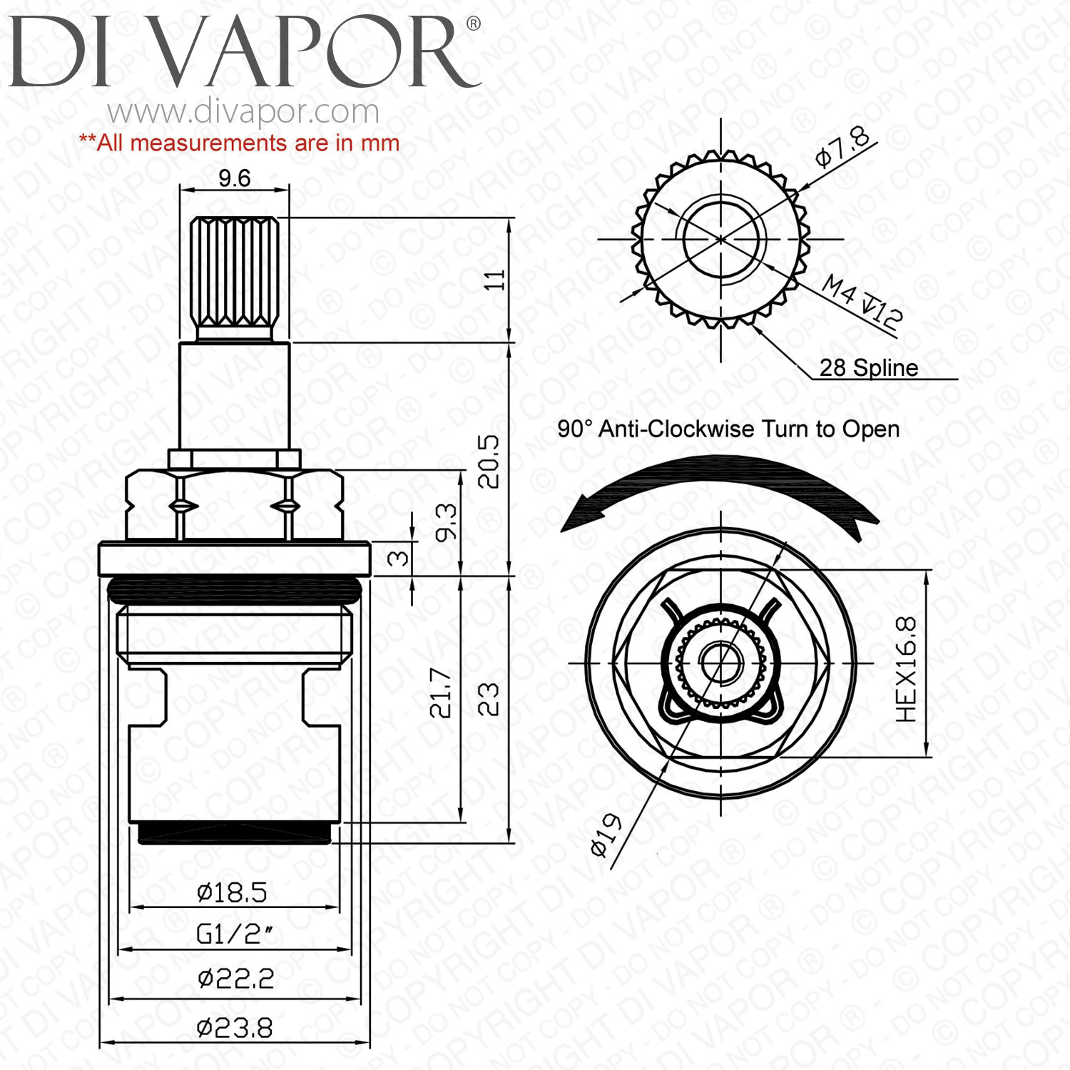 Franke Vesta Cold Side Compatible Tap Cartridge FRVS87
