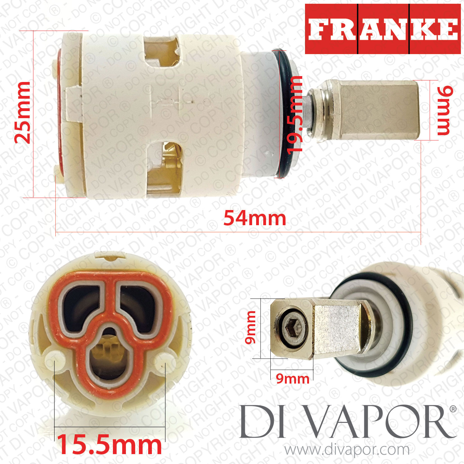 Franke 1950141 25mm Single Lever Mixer Tap Cartridge Replacement